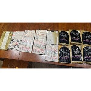 Vintage Hosiery Lot Of 19 Colorful Pantyhose Various Colors & Sizes May Co